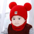 TYRY.HU  2Pcs Baby Winter Hats Scarf  Baby Beanies Cap hat male knitted plush Cap For Girls Boys Kids Winter Warm Hat Scarf Set. 