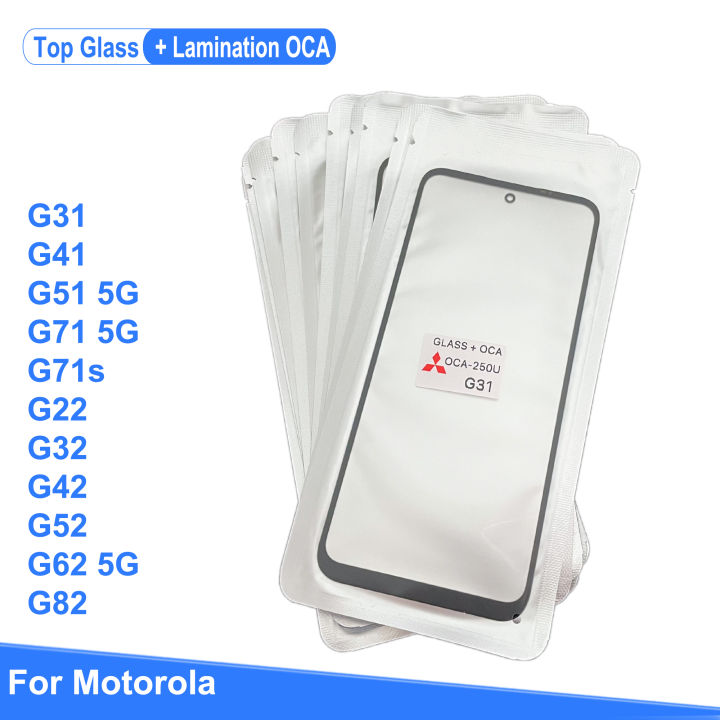 Motorola Moto G31 G41 G51 G71 s G22 G32 G42 G52 G62 G82 5G LCD Display Touch Screen Front Glass Lens + Lamination OCA