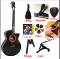 badgeDARK DK-200B Semi Electric Guitar Basswood 6 Strings Folk Acoustic Guitar with Bag Picks. 