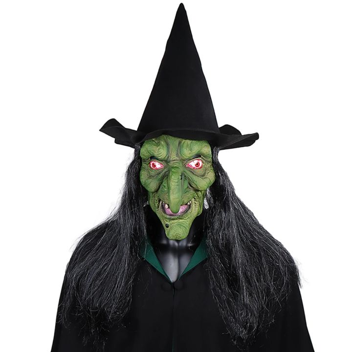 Halloween%20Horror%20Old%20Witch%20Mask%20with%20Hat%20Cosplay%20Scary%20Clown%20Hag%20Latex%20Masks%20Green%20Face%20Big%20Nose%20Old%20Women%20Costume%20Party%20Props%20-%20Image%202