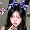 1Pcs Sanrio Cartoon Anime Kuromi Little Devil Hairband Simulation Plush Cute Ears Headband Girls Exhibition Accessories.