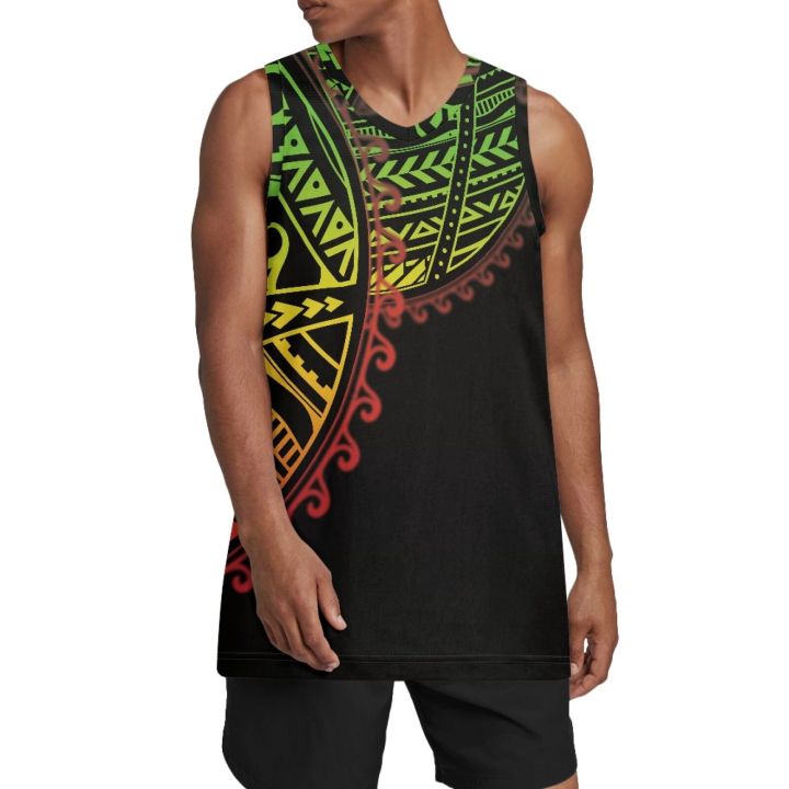 Polynesian%20Tribal%20Guam%20Totem%20Tattoo%20Prints%20Men's%20Basketball%20Jerseys%20Mesh%20Athletic%20Sports%20Shirts%20Plain%20Performance%20Team%20Uniforms%20-%20Image%205