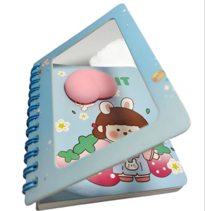 IR Stationeries graphic spiral mini pad with ruling 65 pages and peach silicon toy