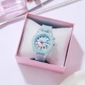Kingstar123 Children Cartoon KT Cat Luminous Watch Female Student Korea Simple Cute Girl Heart Silicone Strap.