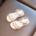 Girls' Sandals 2024 Summer New Soft Sole Anti slip Flat Beach Shoes, Big Kids Fashion Princess Shoes. 