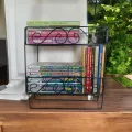 2-Layer Black Metal Quran and Book Wall Shelf with Jainamaz Hangers – Perfect for Home or Mosque.. 