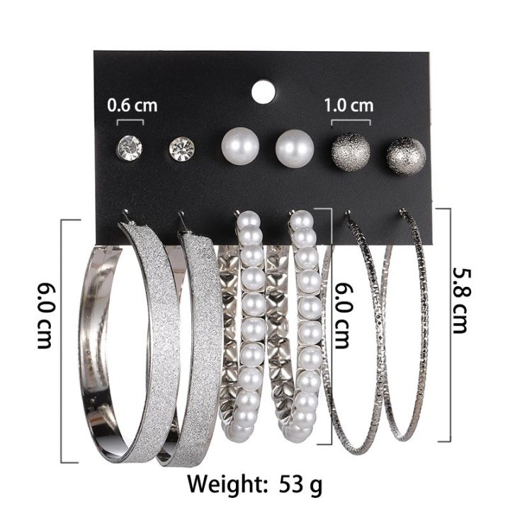 Trendy%206%20Pairs%20=%2012%20Pcs%20Pearl%20Stud%20and%20Hoop%20Earrings%20for%20Women%20Popular%20Statement%20Earrings%20Set%20for%20Girls%20-%20Image%203