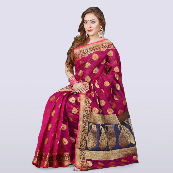 Tangail Tat Eye catching designs with Exclusive collection Silk Katan Saree  for Women.