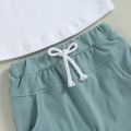 Baby Boy Summer Short Sleeve T-shirt Tee Shorts 2 Pcs Outfits Set used children baby comfortable T-shirt and pant (.