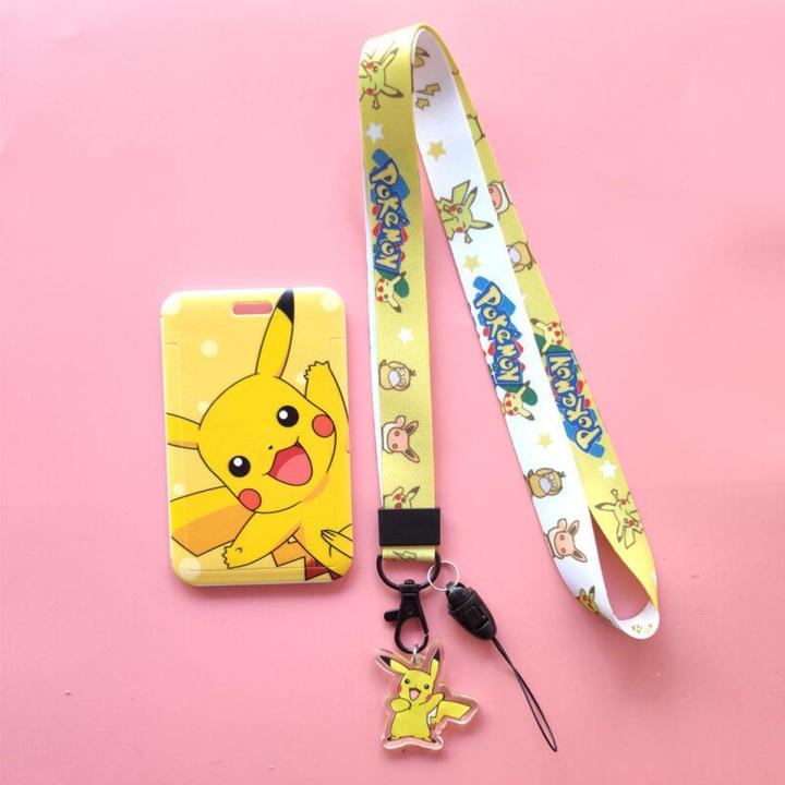 Cartoon Pokemon Pikachu Card Holder with Thick Lanyard Neck Strap Bus Card  Case Student Boys and Girls Short Wallet Card Bag Pocket Pikachu Keychain |  Daraz.com.bd
