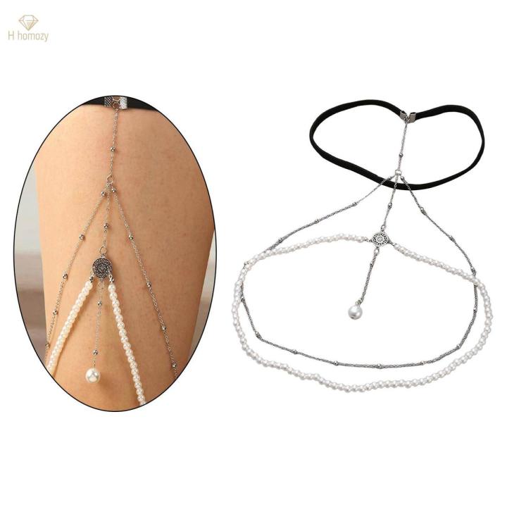 Thigh Chain Jewelry for Women Leg Chains Layered Accessories Boho Metal Thigh Leg Body Chain Leg Chain for Bikini Holiday Shorts
