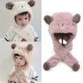 【Must-have】 Winter Cartoon Bear Ears Scarf Hoodie Cap Thicken Windproof Beanies Baby Hat Scarf Plush Kids Plush Hats Boys Girls.