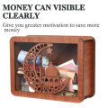 Wooden Piggy Bank for Adult Kids, Money Box with Counter, Money Saving Tin, Money Box with Counting Target Easy Install Easy to Use 5000.