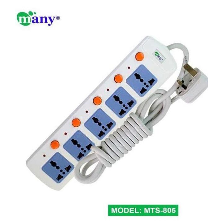 Multiplug Many Exclusive 5 Port Model MTS-805= 3 Pin Plug /3 miter Wire