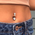 1Pc Women Rhinestone Round Dangle Navel Ring Belly Button Body Piercing Jewelry. 