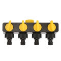 4-Ways Hose Splitter Quick Connector with Valve for Irrigation Hose and Water Tap Connector, Converts a Single Tap into 4 (four) Output Channels Agriculture Drip Irrigation Water Connector..