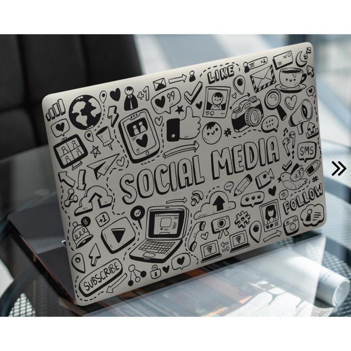 LSKN2358 - Social Media Seamless Pattern Laptop Sticker For Any Kind of Laptop Stickers Waterproof Removable Laptop Sticker (10.5X15.5 Chayapoth