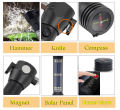 Car Safety Hammer Outdoor Survival Flashlights,Tactical Emergency Rescue Tool,Solar Charging For Travel,With Alarm Escape Kit,Window Glass Breaker. 