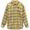 New plaid shirt ins Women's Loose Korean-Style Spring Long-Sleeved Shirt Brushed Hong Kong Style Shirt Retro Fashion. 