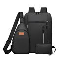 2024 cross-border new three-piece business backpack men's large-capacity casual computer bag multi-functional charging school bag. 