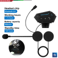 Motorcycle Helmet Communicator Intercom Headset Music Interphone Bluetooth 5.0 Waterproof, Hands-Free, Long Battery Life (Not Device to Device).