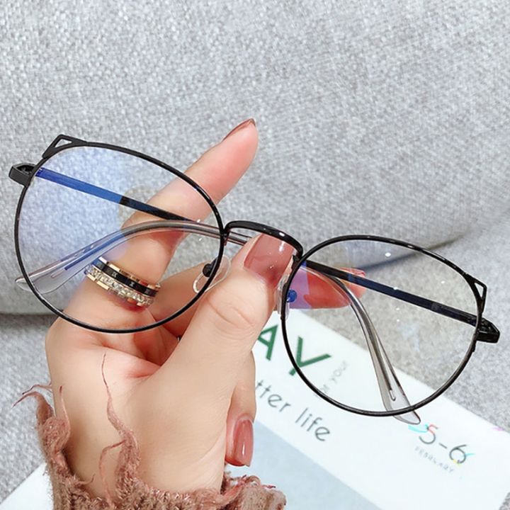 Cat Ear Blue Light Block Glasses Thin Alloy Metal Round Frame Glasses Women Fashion Cute Computer Eyes Protection Spectacles Daraz .bd