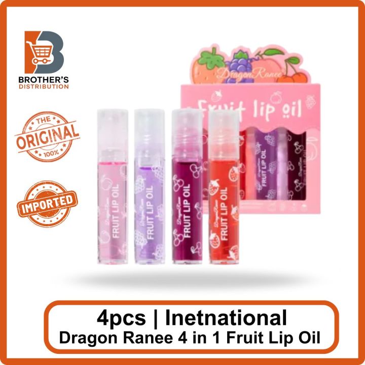Dragon Ranee 4 in 1 Fruit Lip Oil Set Moisture & Softener Your Lips