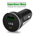 Supervooc Car Charger for OPPO Find X5, 65W Warp usb cigarette lighter adapter for OnePlus 11, 12V/24V Usb socket for Realme. 