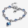 Blue Rhinestone Ocean Heart Bracelet.