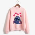 Turtleneck Hoodie Disney Stitch Funny Women Harajuku Cute Lilo and Stitch Anime Sweatshirt Manga Streetwear Hoody Female. 
