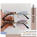 2023 New Ladies Cat Ear Sunglasses Classic Rimless Gradient Sunglasses High Quality Women's Brand Designer Glasses Shadow UV400.