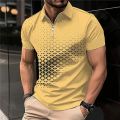 New Summer Men's Polo Shirt Lapel Striped Short Sleeve Letter Printed Button T-Shirt Polo Fashion Top Loser Lione.