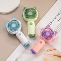 New Handheld Small Fan with Base Cartoon Style Simple Operation Student Mini Home Charging Portable Air Conditioner. 