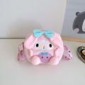 Sanrio Cute Cartoon Plush Diagonal Bag Plush Shoulder Kawaii Cinnamoroll Melody Kuromi Pom Pom Purin Girls Storage Bag. 