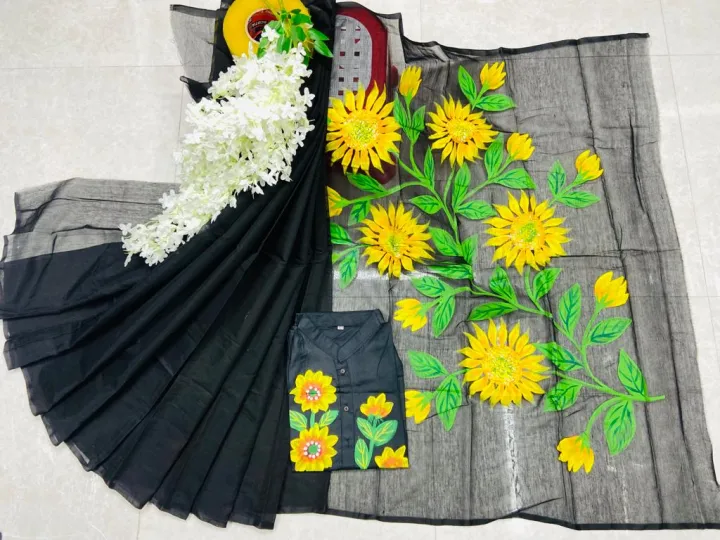 half%20silk%20sharee%20hand%20print%20couple%20set%20-%20Image%202