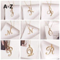 Women 26 Letters Necklace Tiny Swirl Initial Alphabet A-Z Word Cursive Chain Pendant. 