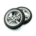65mm Gray - Narrow PVC Plastic Wheel Set of 2 Pieces.
