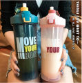 Shaker Fitness Shake Cups Stirring Balls Sports Cups Protein Powder Shaker Cups Portable Large Capacity Straw Plastic Cups. 