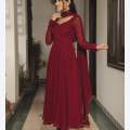 Gorgeous looking Wet Lace Georgette Stone & Lace Work Readymade Gown Three Piece. 