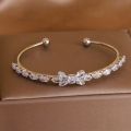 2023 New Design Elegant Crystal Thin Open Bangles bracelets for Women Fashion Brand Jewelry Delicate Twist Bangles.