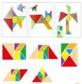 Children's wooden toys colored seven coquettings shape cognitive puzzle building block early education enlightenment intelligence toy with book.