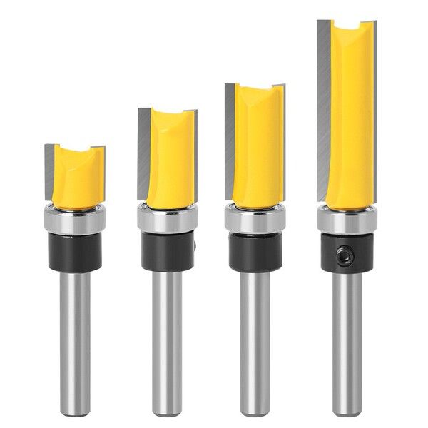 Router knife flat bottom bearing type 6mm handle hand router, power router, CNC engraving machine trimming machine for straight clean cut