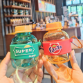 Mini Plastic Water Bottles Cute Kid Soda Water Bottle With Portable Rope Steel Student Girls Aerated Drink Bottles - Water Bottle. 