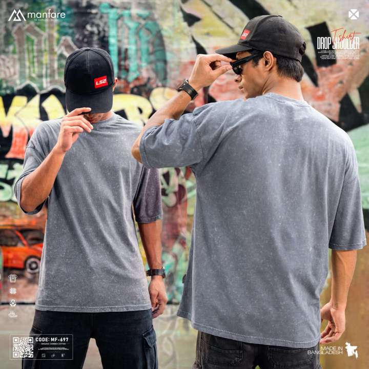 Acid Wash - Most Trendy Drop Shoulder T Shirt | MF-697