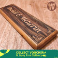 Wooden Door nameplate 12x4 inch mahagony wood with customized names. 