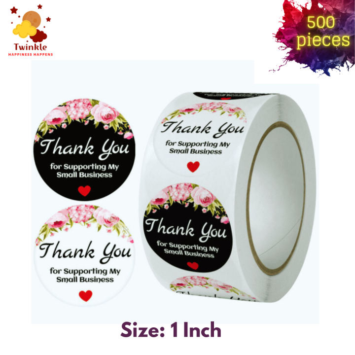 500 pieces 1 Inch Floral Thank You For your Order Stickers Decorative Thank You Label Sticker Stationery, Business Packaged, Gift Wrapped, Handmade and Food Sticker