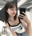 Summer Japanese vitality girl retro anime print BM short suspenders tight-fitting hot girl exposed belly button vest Y2k T-shrit.