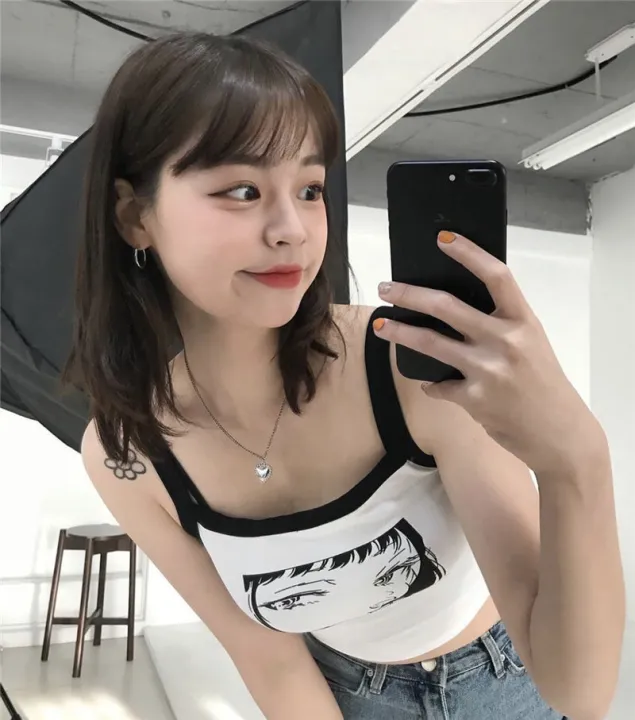 Summer%20Japanese%20vitality%20girl%20retro%20anime%20print%20BM%20short%20suspenders%20tight-fitting%20hot%20girl%20exposed%20belly%20button%20vest%20Y2k%20T-shrit%20-%20Image%202