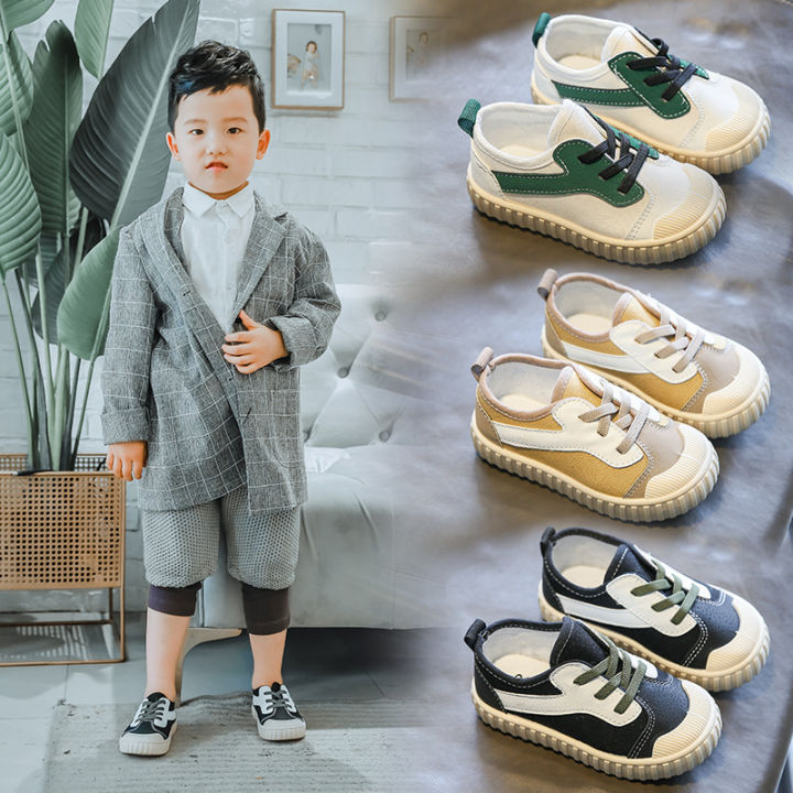 2024 children's shoes boys color-blocked canvas shoes girls baby shoes small white shoes wholesale fashion student shoes bag toe kick anti