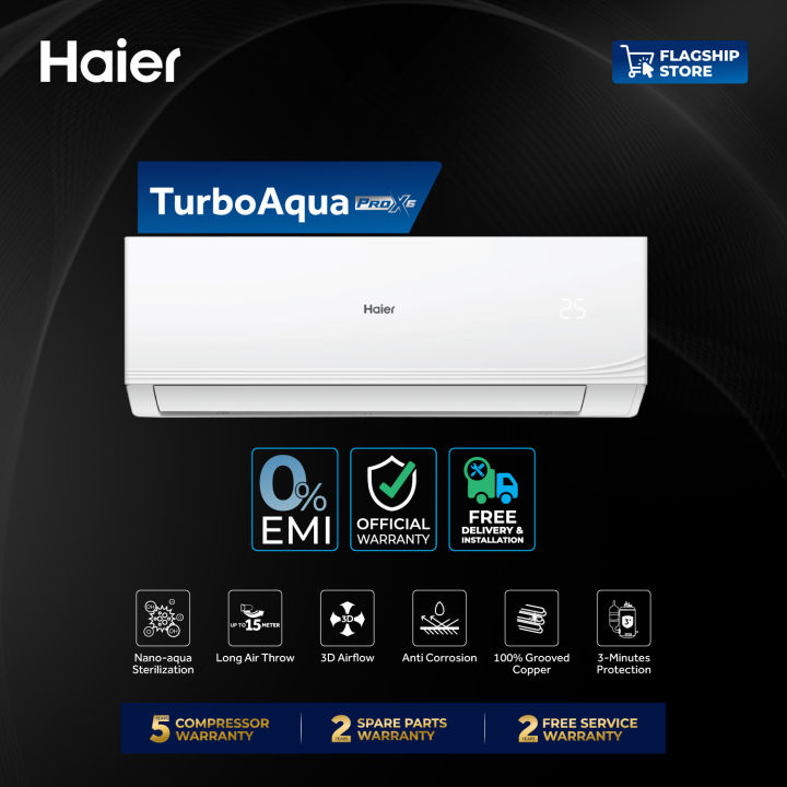 Haier 1.5 Ton AquaCool Non-Inverter AC [HSU-18TurboAqua:(FIX)(Pro)(X6)] with Free Installation